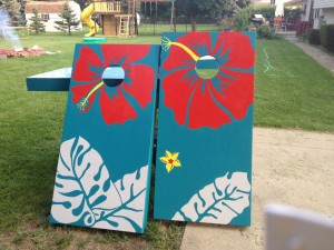 Cornhole Boards with a Touch of Island
