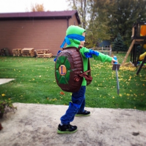 homemade Leo TMNT costume