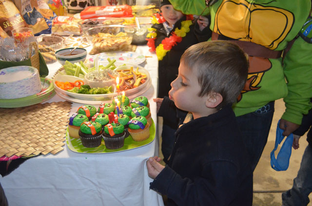 barn party ninja turtle cupcakes